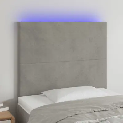 The Living Store LED posteljno vzglavje svetlo sivo 90x5x118/128 cm žamet - LED Vzglavje