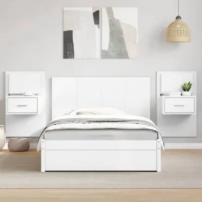 The Living Store Vzglavje za posteljo z omaricami belo 120 cm inženirski les - Posteljno Vzglavje Z Omarico