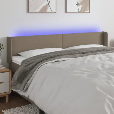 The Living Store LED posteljno vzglavje taupe 203x16x78/88 cm blago - LED Vzglavje