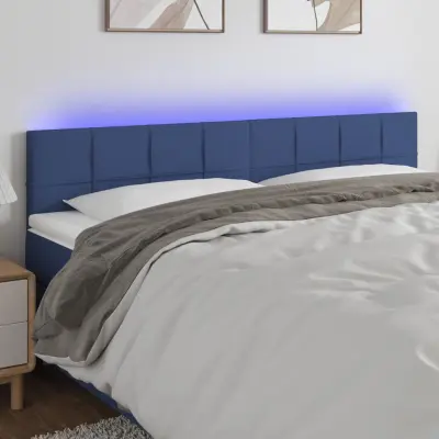 The Living Store LED posteljno vzglavje modro 180x5x78/88 cm blago - LED Vzglavje