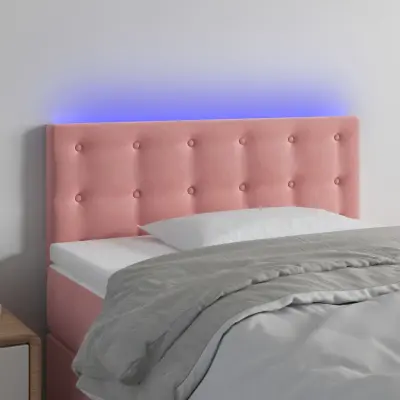 The Living Store LED posteljno vzglavje roza 90x5x78/88 cm žamet - LED Vzglavje