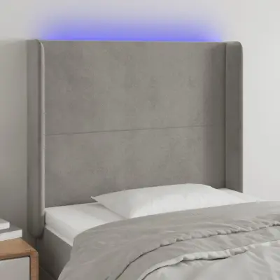 The Living Store LED posteljno vzglavje svetlo sivo 83x16x118/128 cm žamet - LED Vzglavje