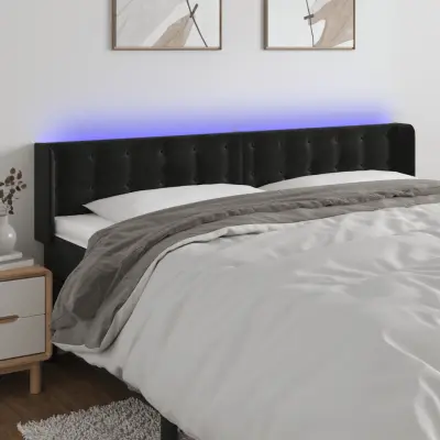 The Living Store LED posteljno vzglavje črno 163x16x78/88 cm žamet - LED Vzglavje