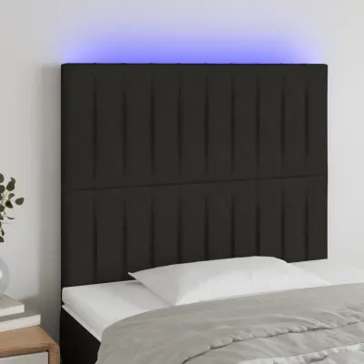 The Living Store LED posteljno vzglavje črno 90x5x118/128 cm blago - LED Vzglavje