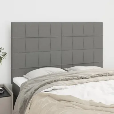 The Living Store Posteljno vzglavje 4 kosa temno siv 72x5x78/88 cm blago - Vzglavje