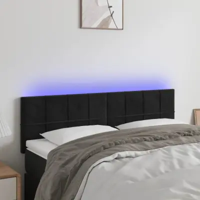 The Living Store LED posteljno vzglavje črno 144x5x78/88 cm blago - LED Vzglavje