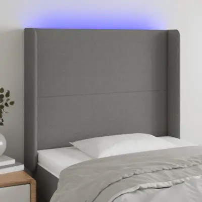 The Living Store LED posteljno vzglavje črno 103x16x118/128 cm blago - LED Vzglavje
