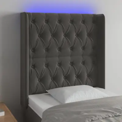 The Living Store LED posteljno vzglavje temno sivo 83x16x118/128 cm žamet - LED Vzglavje