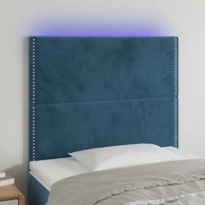 The Living Store LED posteljno vzglavje temno modro 90x5x118/128 cm žamet - LED Vzglavje