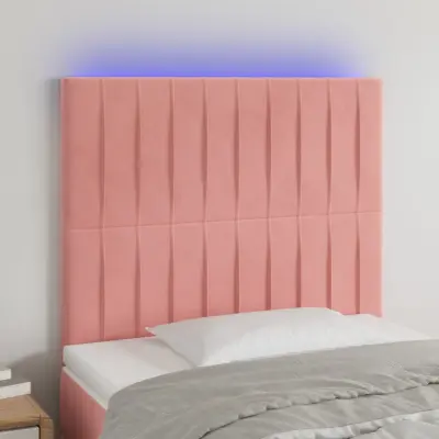 The Living Store LED posteljno vzglavje roza 90x5x118/128 cm žamet - LED Vzglavje
