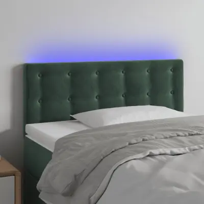 The Living Store LED posteljno vzglavje temno zeleno 100x5x78/88 cm žamet - LED Vzglavje