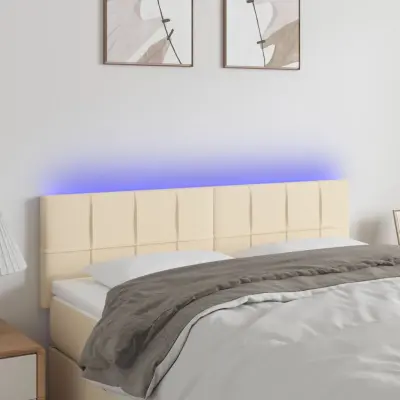 The Living Store LED posteljno vzglavje krem 144x5x78/88 cm blago - LED Vzglavje