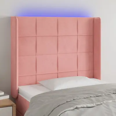 The Living Store LED posteljno vzglavje roza 103x16x118/128 cm žamet - LED Vzglavje