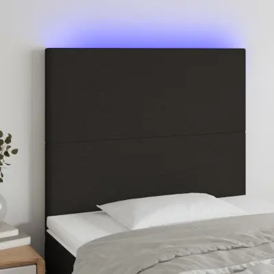 The Living Store LED posteljno vzglavje črno 90x5x118/128 cm blago - LED Vzglavje