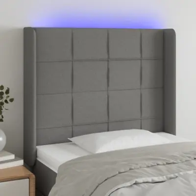 The Living Store LED posteljno vzglavje temno sivo 103x16x118/128 cm blago - LED Vzglavje
