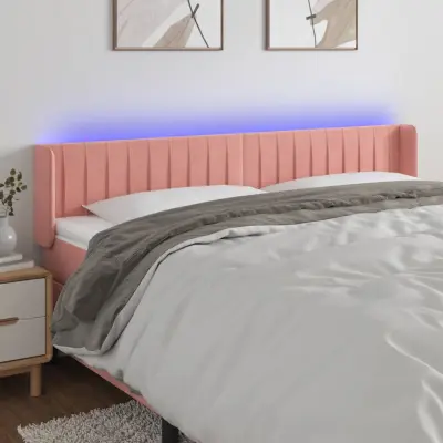 The Living Store LED posteljno vzglavje roza 163x16x78/88 cm žamet - LED Vzglavje