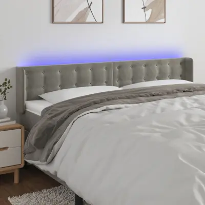 The Living Store LED posteljno vzglavje svetlo sivo 183x16x78/88 cm žamet - LED Vzglavje
