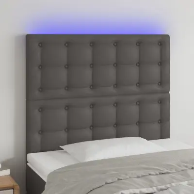 The Living Store LED posteljno vzglavje sivo 80x5x118/128 cm umetno usnje - LED Vzglavje
