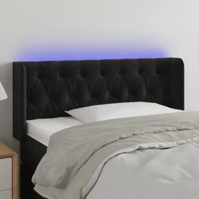 The Living Store LED posteljno vzglavje črno 93x16x78/88 cm žamet - LED Vzglavje