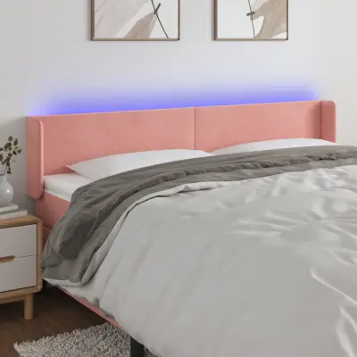The Living Store LED posteljno vzglavje roza 163x16x78/88 cm žamet - LED Vzglavje