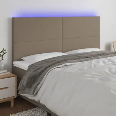 The Living Store LED posteljno vzglavje taupe 160x5x118/128 cm blago - LED Vzglavje