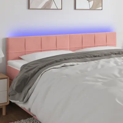 The Living Store LED posteljno vzglavje roza 200x5x78/88 cm žamet - LED Vzglavje