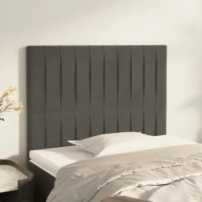 The Living Store Posteljno vzglavje 2 kosa temno sivo 80x5x78/88 cm žamet - Vzglavje