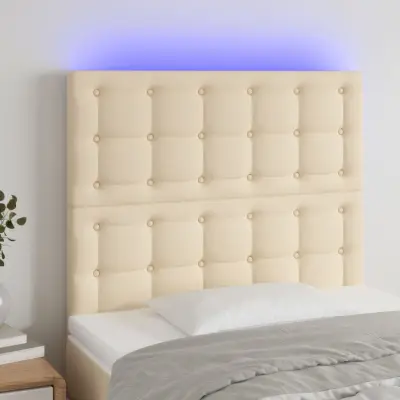 The Living Store LED posteljno vzglavje krem 90x5x118/128 cm blago - LED Vzglavje