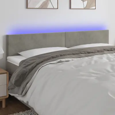 The Living Store LED posteljno vzglavje svetlo sivo 180x5x78/88 cm žamet - LED Vzglavje