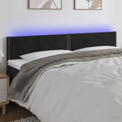 The Living Store LED posteljno vzglavje črno 180x5x78/88 cm žamet - LED Vzglavje