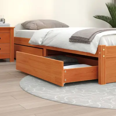 The Living Store Predal za posteljo 4 kosi voščeno rjava trdna borovina - Posteljni Predal