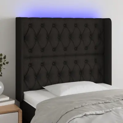 The Living Store LED posteljno vzglavje črno 103x16x118/128 cm blago - LED Vzglavje