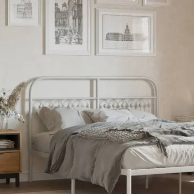 The Living Store Kovinsko vzglavje belo 135 cm - Vzglavje