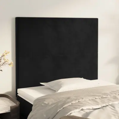The Living Store Posteljno vzglavje 2 kosa črno 100x5x78/88 cm žamet - Vzglavje