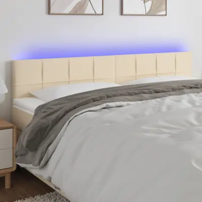 The Living Store LED posteljno vzglavje krem 200x5x78/88 cm blago - LED Vzglavje