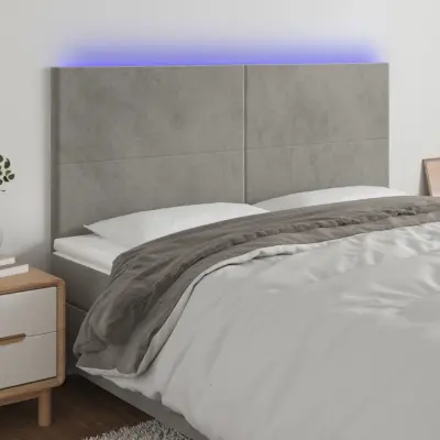 The Living Store LED posteljno vzglavje svetlo sivo 200x5x118/128 cm žamet - LED Vzglavje