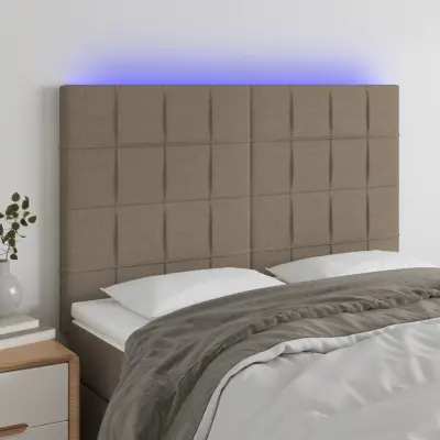 The Living Store LED posteljno vzglavje taupe 144x5x118/128 cm blago - LED Vzglavje