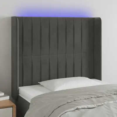 The Living Store LED posteljno vzglavje temno sivo 83x16x118/128 cm žamet - LED Vzglavje