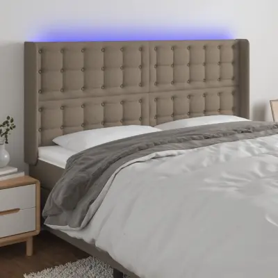 The Living Store LED posteljno vzglavje taupe 183x16x118/128 cm blago - LED Vzglavje