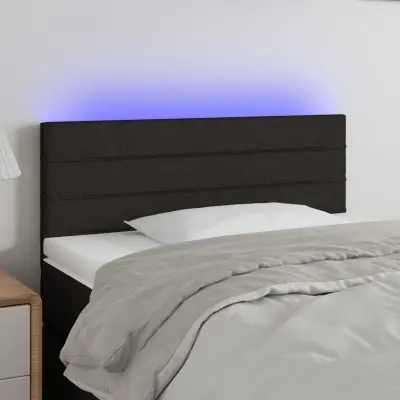 The Living Store LED posteljno vzglavje črno 100x5x78/88 cm blago - LED Vzglavje