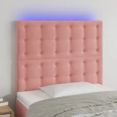 The Living Store LED posteljno vzglavje roza 80x5x118/128 cm žamet - LED Vzglavje
