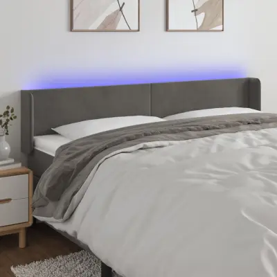 The Living Store LED posteljno vzglavje temno sivo 163x16x78/88 cm žamet - LED Vzglavje