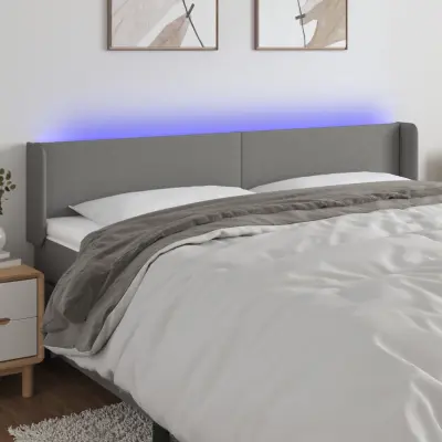 The Living Store LED posteljno vzglavje temno sivo 163x16x78/88 cm blago - LED Vzglavje