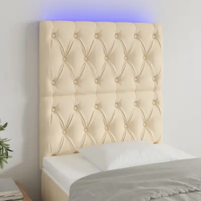 The Living Store LED posteljno vzglavje krem 80x7x118/128 cm blago - LED Vzglavje