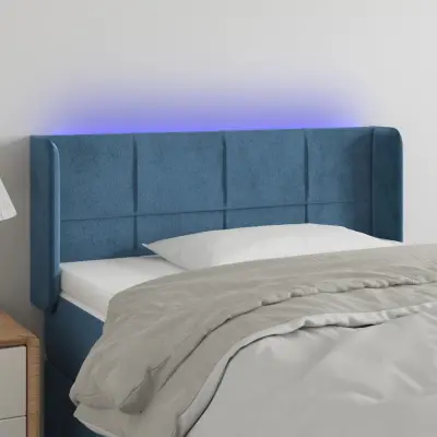 The Living Store LED posteljno vzglavje temno modro 103x16x78/88 cm žamet - LED Vzglavje