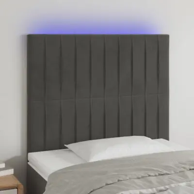 The Living Store LED posteljno vzglavje temno sivo 90x5x118/128 cm žamet - LED Vzglavje