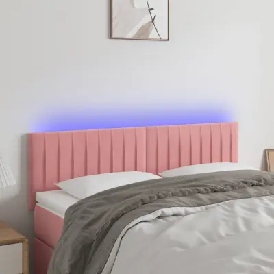 The Living Store LED posteljno vzglavje roza 144x5x78/88 cm žamet - LED Vzglavje