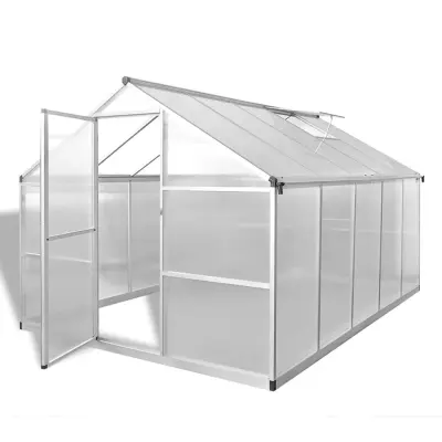 The Living Store Okrepljen aluminijast rastlinjak z okvirjem 7,55 m² - Rastlinjak