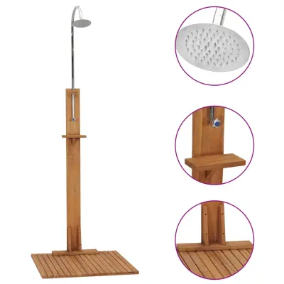 The Living Store Vrtni tuš 75x75x210 cm trdna tikovina - Vrtni Tuš