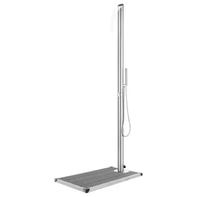 The Living Store Vrtni tuš s sivim podstavkom 225 cm nerjaveče jeklo - Vrtni Tuš